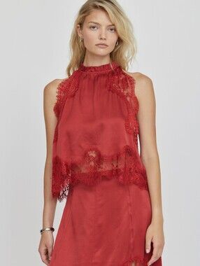 Third Form VISIONS LACE TOP In CRIMSON